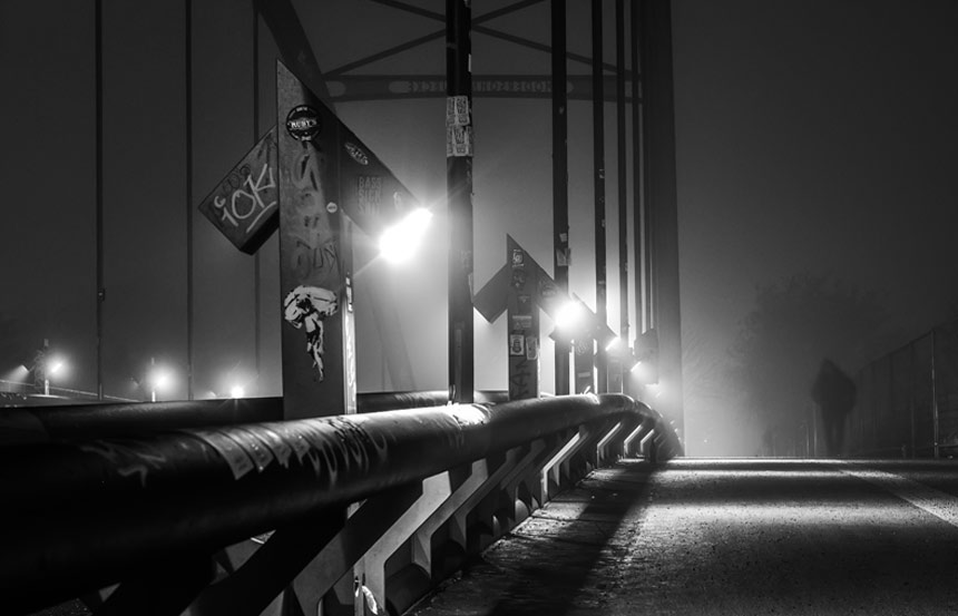 © Jan K. Tyrel, Berlin Friedrichshain, fhain, Night, Nacht, Modersohnbrücke, friedrichshain, nebel, Modersohn, Bridge, midnight, after dusk, berliner